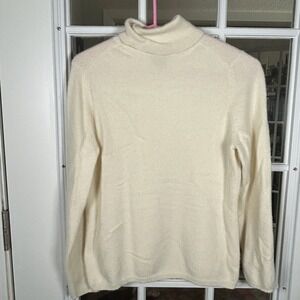 Cashmere By Charter Club Ivory 100% Cashmere Mock Turtleneck Sweater XL